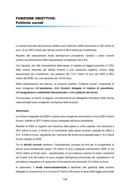 RAPPORTO DI GESTIONE anno 2006 - Giunta - Provincia ...