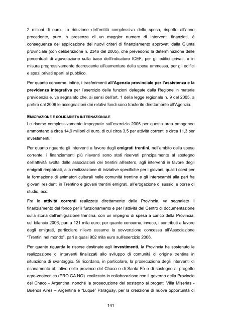 RAPPORTO DI GESTIONE anno 2006 - Giunta - Provincia ...