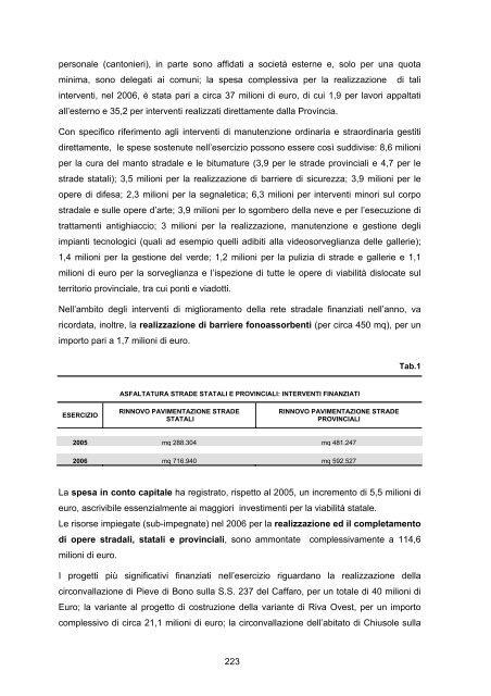 RAPPORTO DI GESTIONE anno 2006 - Giunta - Provincia ...