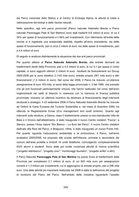 RAPPORTO DI GESTIONE anno 2006 - Giunta - Provincia ...