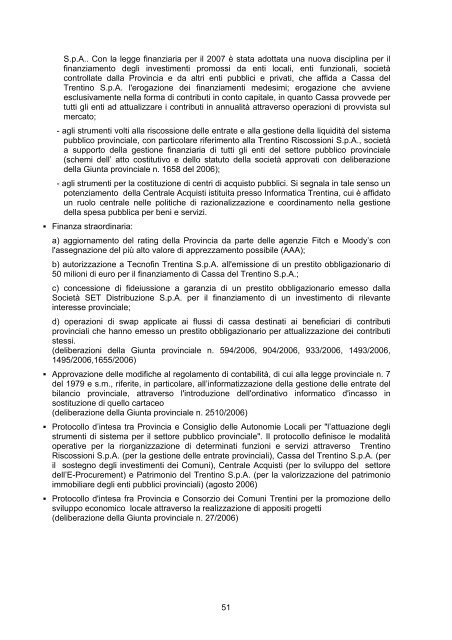 RAPPORTO DI GESTIONE anno 2006 - Giunta - Provincia ...