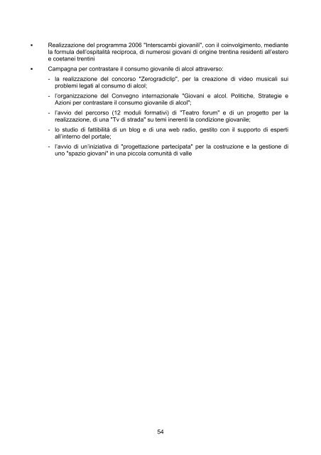 RAPPORTO DI GESTIONE anno 2006 - Giunta - Provincia ...