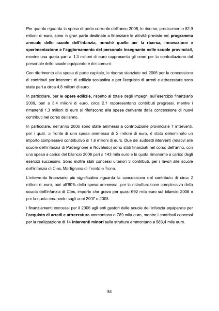 RAPPORTO DI GESTIONE anno 2006 - Giunta - Provincia ...