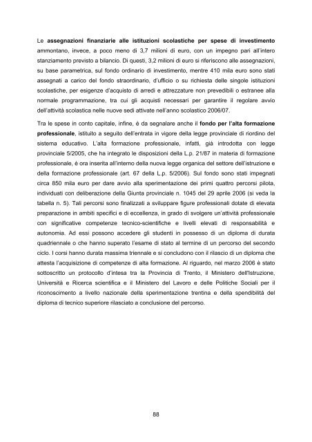 RAPPORTO DI GESTIONE anno 2006 - Giunta - Provincia ...