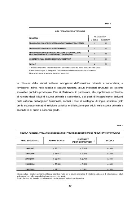 RAPPORTO DI GESTIONE anno 2006 - Giunta - Provincia ...