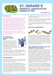 Parents Association Newsletter Sept 2012 - St. Gerard's School