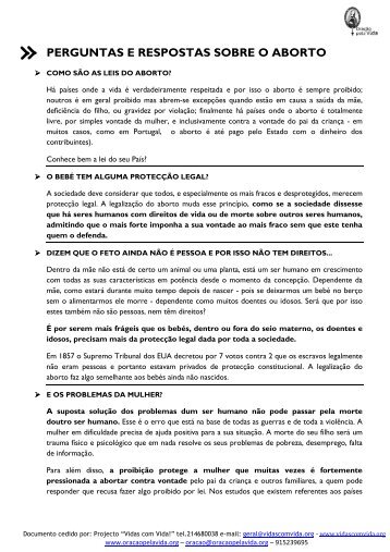 PERGUNTAS E RESPOSTAS SOBRE O ABORTO