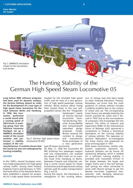The Hunting Stability Of The German High Speed Steam Simpack The Hunting Stability Of The German High Speed Steam Simpack