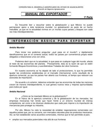 MANUAL DEL EXPORTADOR - Gobierno de Aguascalientes