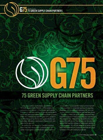 Inbound Logistics | G75: Green Supply Chain Partners | Digital Edition