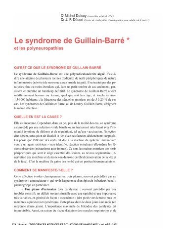 Le syndrome de Guillain-BarrÃƒÂ© et les ... - Moteurline - APF