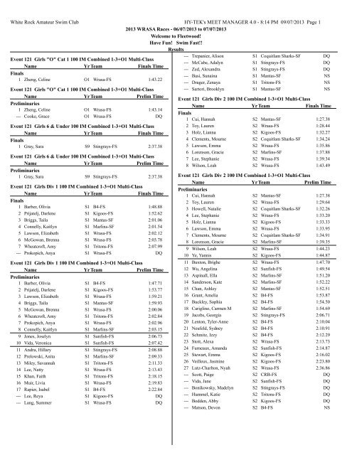 Result - Burnaby Mountain Mantas Swim Club