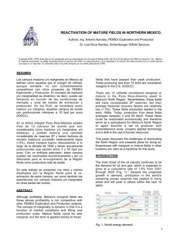 reactivation of mature fields in northern mexico. - cedip