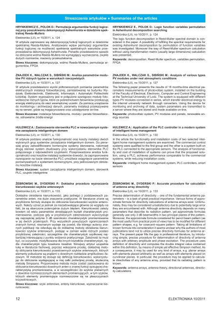 Elektronika 2011-10 I.pdf - Instytut SystemÃ³w Elektronicznych ...