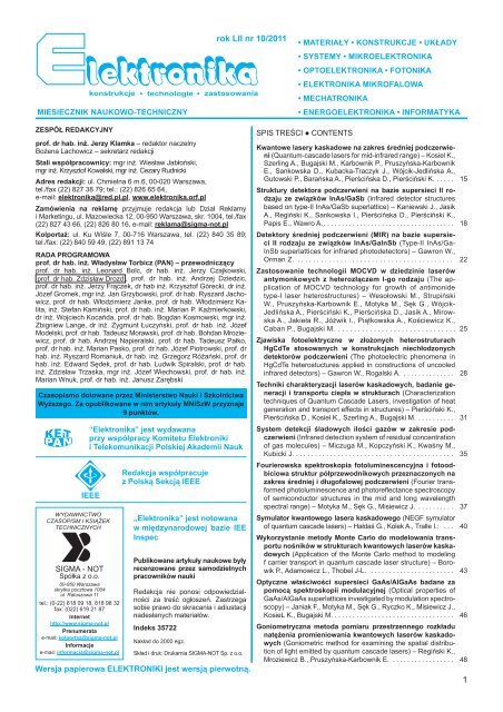 Elektronika 2011-10 I.pdf - Instytut SystemÃ³w Elektronicznych ...