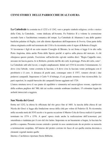 CENNI STORICI DELLE PARROCCHIE DI ALTAMURA San Nicola ...