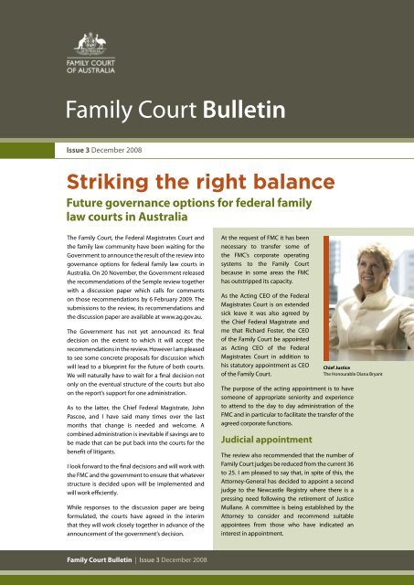 Open PDF - Family Court Bulletin - December 2008 - Size 366 KB