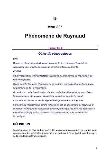PhÃ©nomÃ¨ne de Raynaud - UMVF