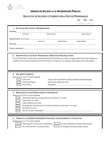 Solicitud de Acceso o CorrecciÃ³n a Datos Personales - ContralorÃ­a ...