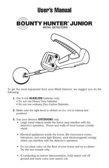 User's Manual â BOUNTY HUNTER METAL DETECTORS