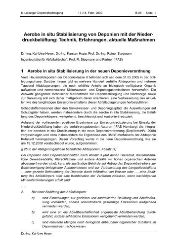 Aerobe in situ Stabilisierung von Deponien mit der Nieder