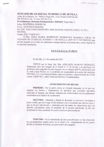 Sentencia del Juzgado de lo Social nÂº 11 de Sevilla sobre el ...
