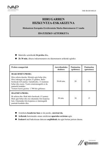 Idatzizko azterketa - IVAP