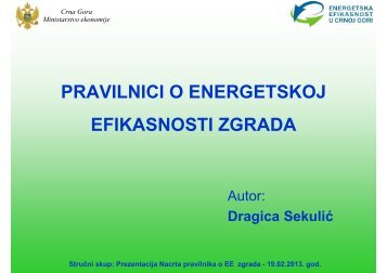 Prezentacija Nacrta pravilnika o energetskoj efikasnosti zgrada