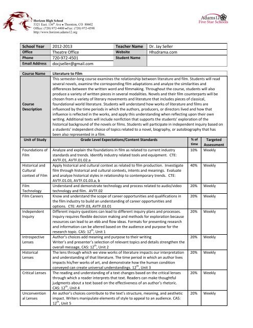 Lit to Film - Teaching Film Study