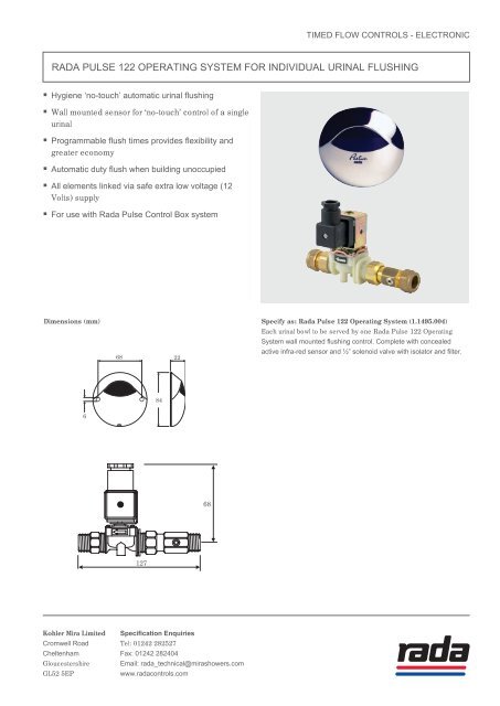 rada tf503 tIMEd floW Controls