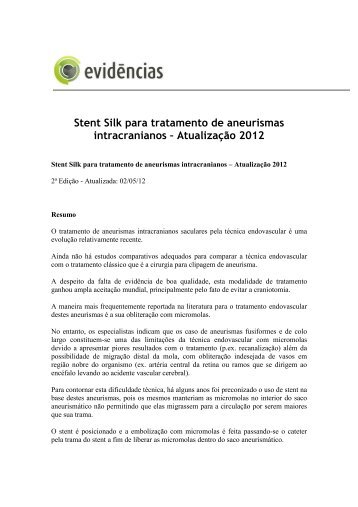 Stent Silk para tratamento de aneurismas intracranianos ...