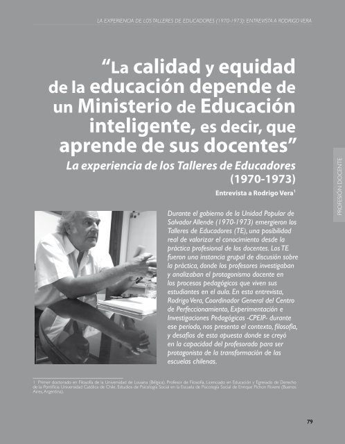 “La calidad y equidad de la educación depende ... - Revista Docencia