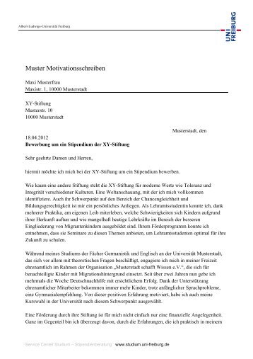 Muster: Motivationsschreiben Geisteswissenschaft - Albert-Ludwigs ...