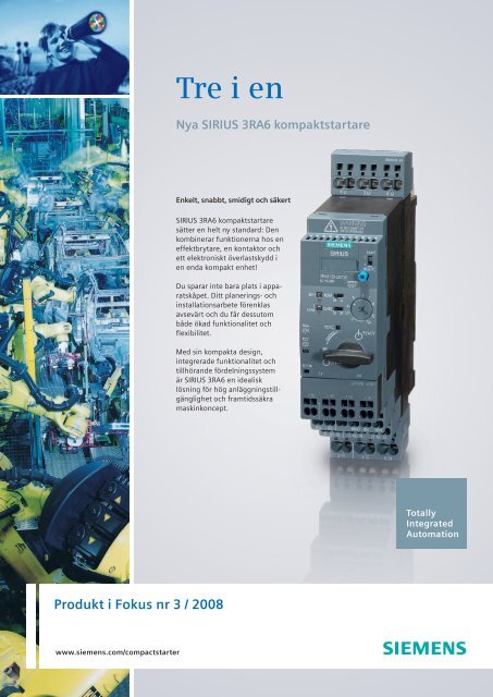 Tre i en Nya SIRIUS 3RA6 kompaktstartare - Siemens