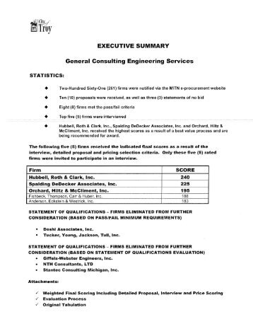 Open RFP Executive Summary