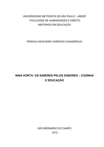 Nina Horta: os saberes pelos sabores - Portal da Metodista