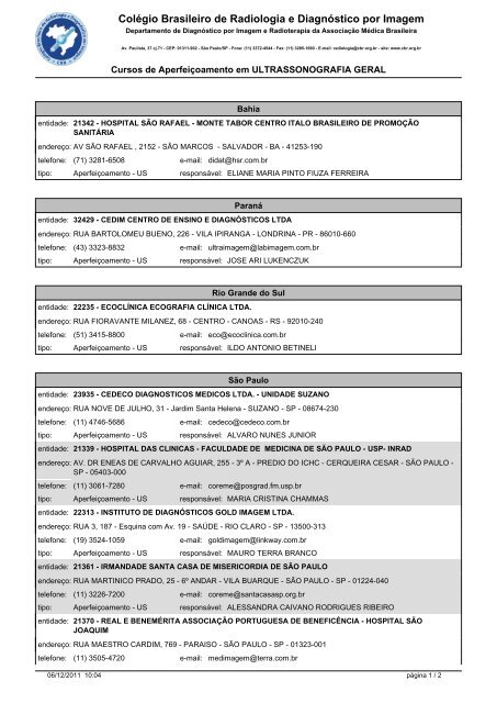 ResidÃªncias/Cursos de AperfeiÃ§oamento do CBR - Unimagem