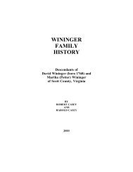 WININGER FAMILY HISTORY - Interactive Family Histories