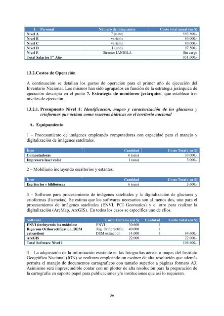 Inventario Nacional de Glaciares y Ambiente Periglacial: Estrategias ...