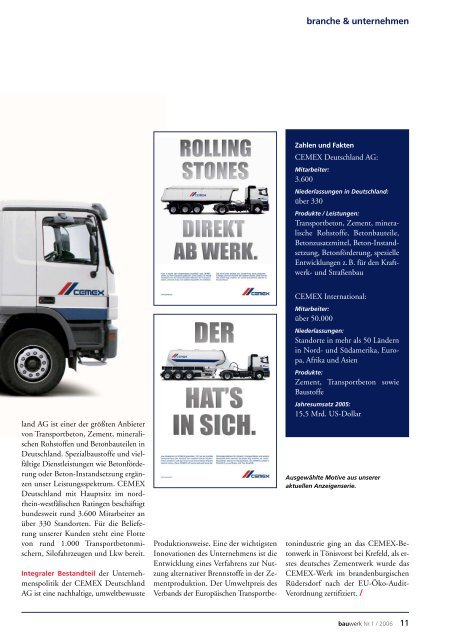 Nr. 1 / Oktober 2006 - Cemex Deutschland AG