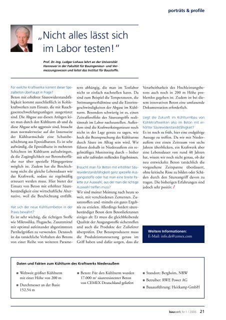Nr. 1 / Oktober 2006 - Cemex Deutschland AG