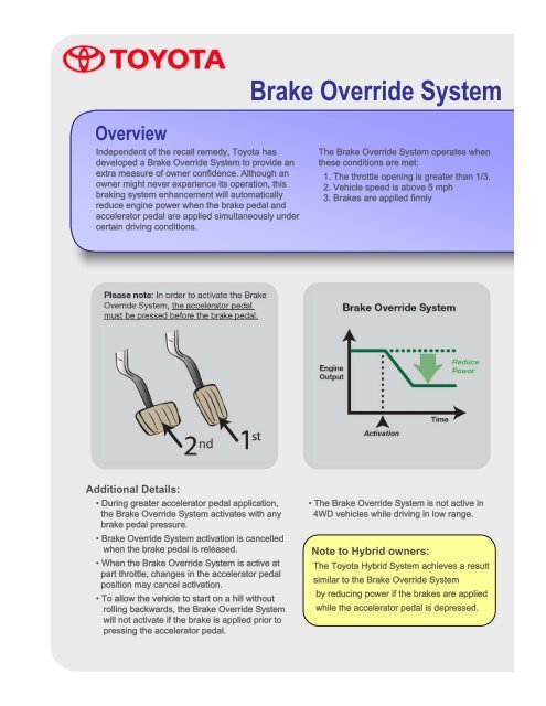 Brake Override System Overview - Toyota EN