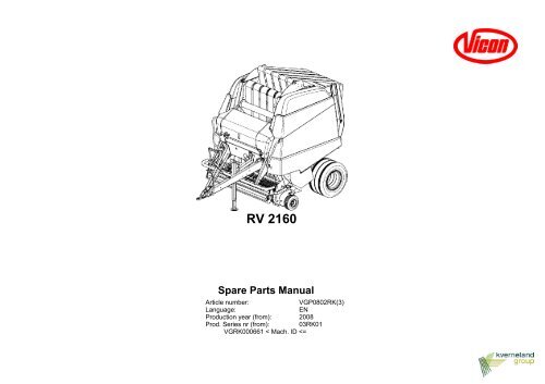 RV 2160 Spare Parts Manual