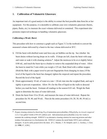 1. Calibration of Volumetric Glassware