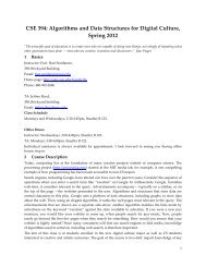 CSE 394: Algorithms and Data Structures for Digital Culture, Spring ...