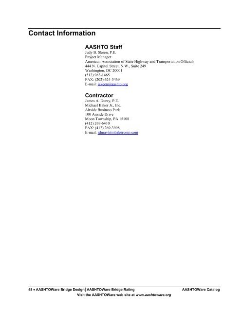 Contact InformationAASHTO