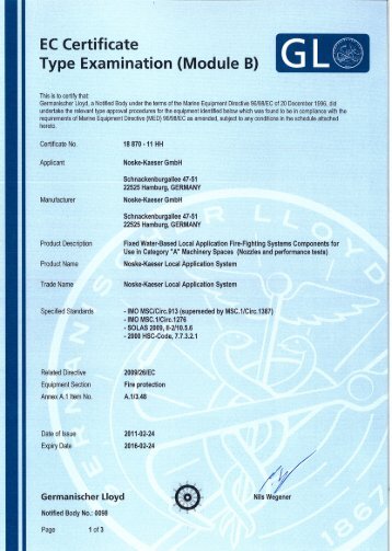 EC Certificate Type Examination (Module B) - Noske-Kaeser GmbH
