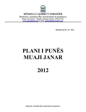 PLANI I PUNËS MUAJI JANAR 2012 - Këshilli Qarkut Shkodër