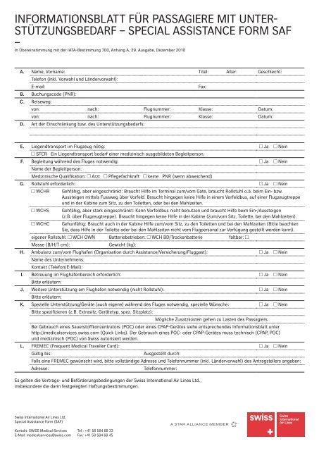 SAF/MEDIF Formular - Edelweiss Air