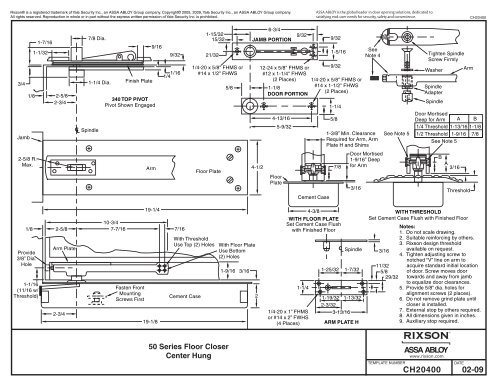 Rixson 5023 Template - Epivots